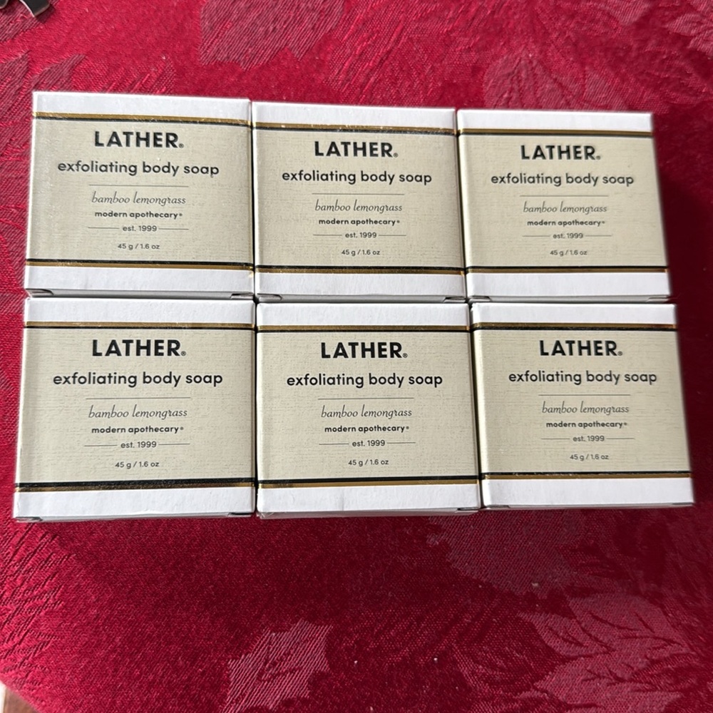 NEW LATHER Bamboo Lemongrass Exfoliating Body Soaps Bundle of 6